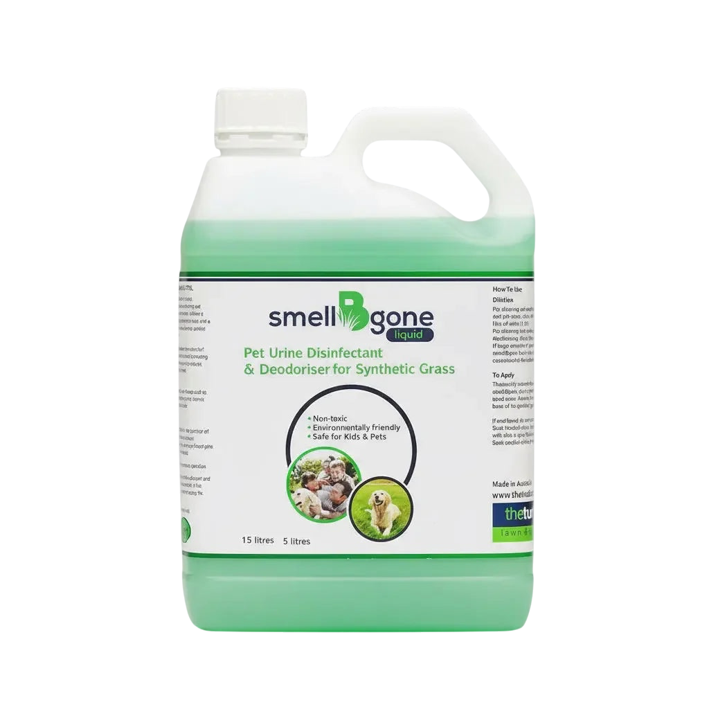 smellBgone SYNTURF pet urine disinfectant and deodoriser in a large green liquid container for synthetic grass