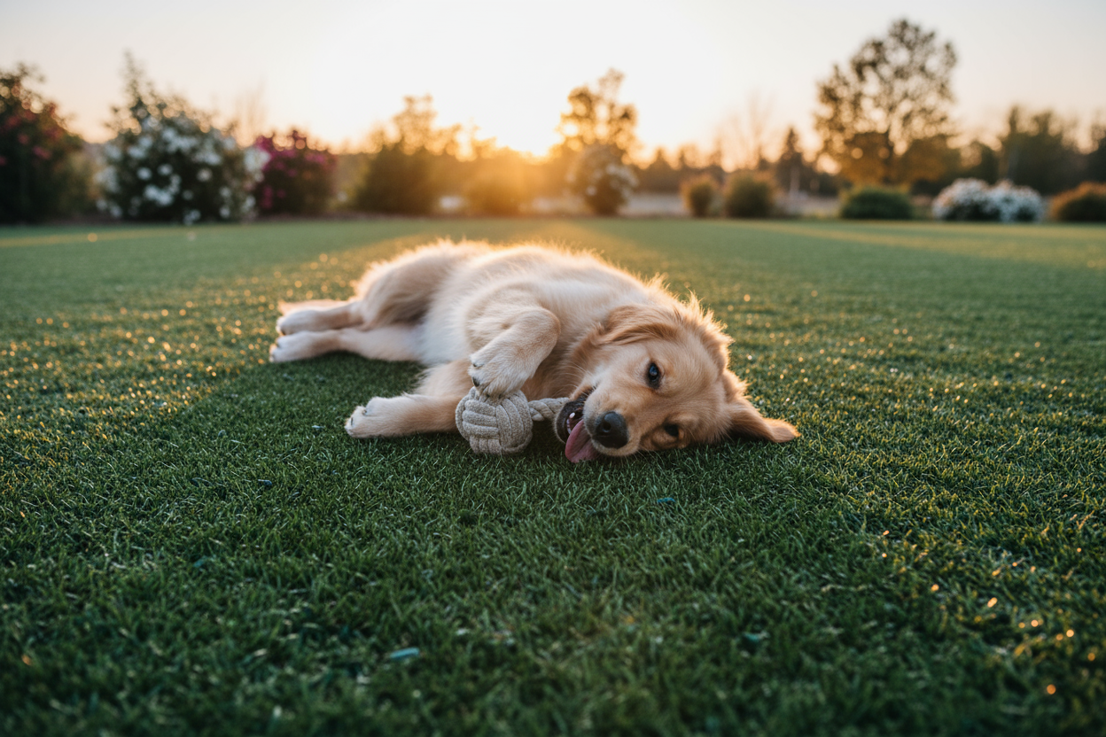 Dog on artificial turf