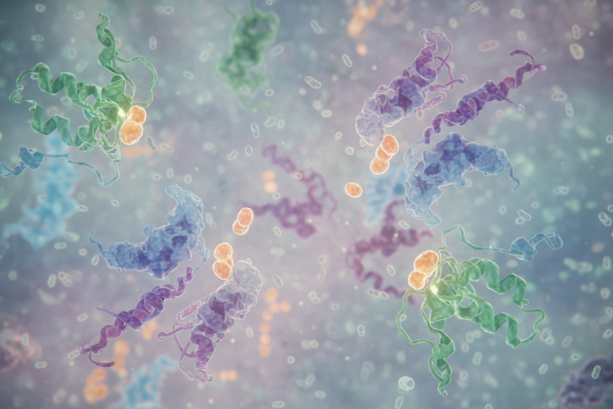 Microscope illustration of enzymes at work