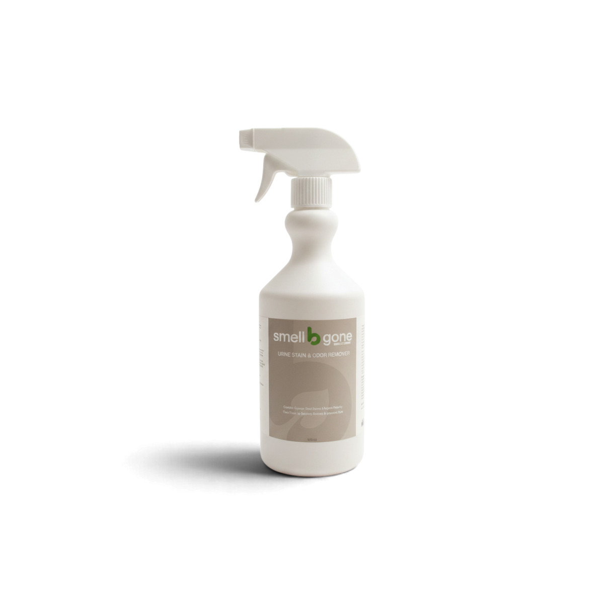 smellBgone PLUS+ organic plant-based pet urine stain and odour remover spray bottle on a white background